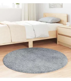 Sale Hoogpolig vloerkleed NAVARRA 100x100 cm polyester lichtgrijs Tapijten