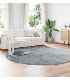 vidaXL Hoogpolig vloerkleed NAVARRA 240x240 cm polyester lichtgrijs