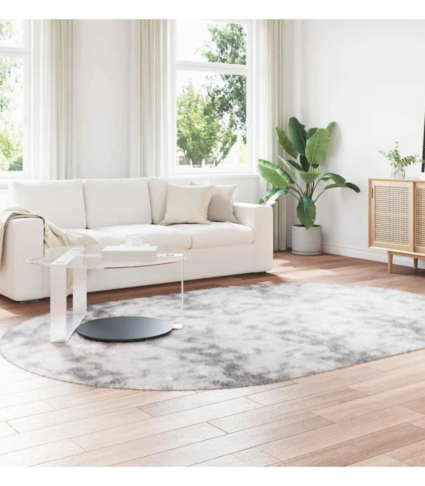 vidaXL Hoogpolig vloerkleed NAVARRA 300x200 cm polyester zilvergrijs