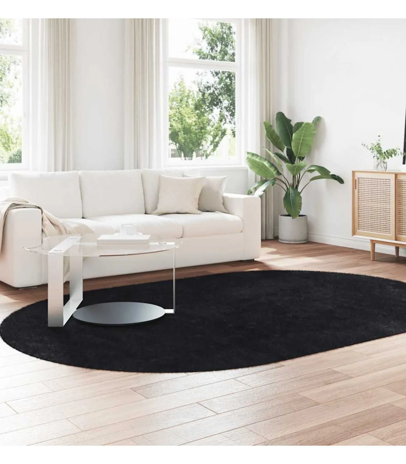 vidaXL Hoogpolig vloerkleed NAVARRA 300x200 cm polyester zwart