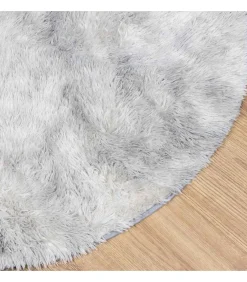 Outlet Hoogpolig vloerkleed NAVARRA 200x200 cm polyester zilvergrijs Tapijten