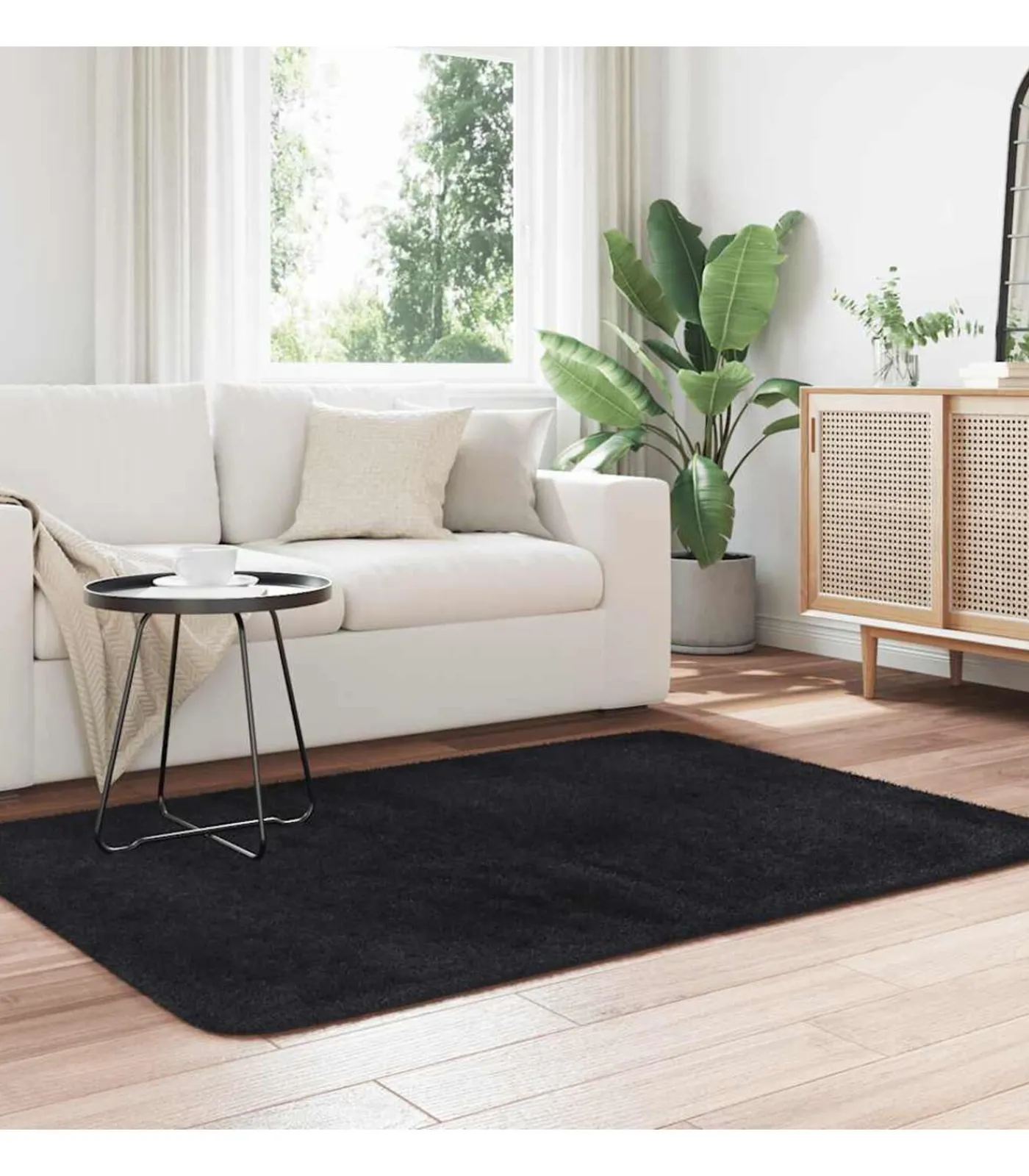 vidaXL Hoogpolig vloerkleed NAVARRA 120x170 cm polyester zwart