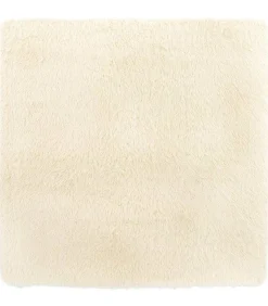 Clearance Hoogpolig vloerkleed NAVARRA 120x120 cm polyester crèmekleurig Tapijten