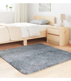 vidaXL Hoogpolig vloerkleed NAVARRA 120x120 cm polyester lichtgrijs