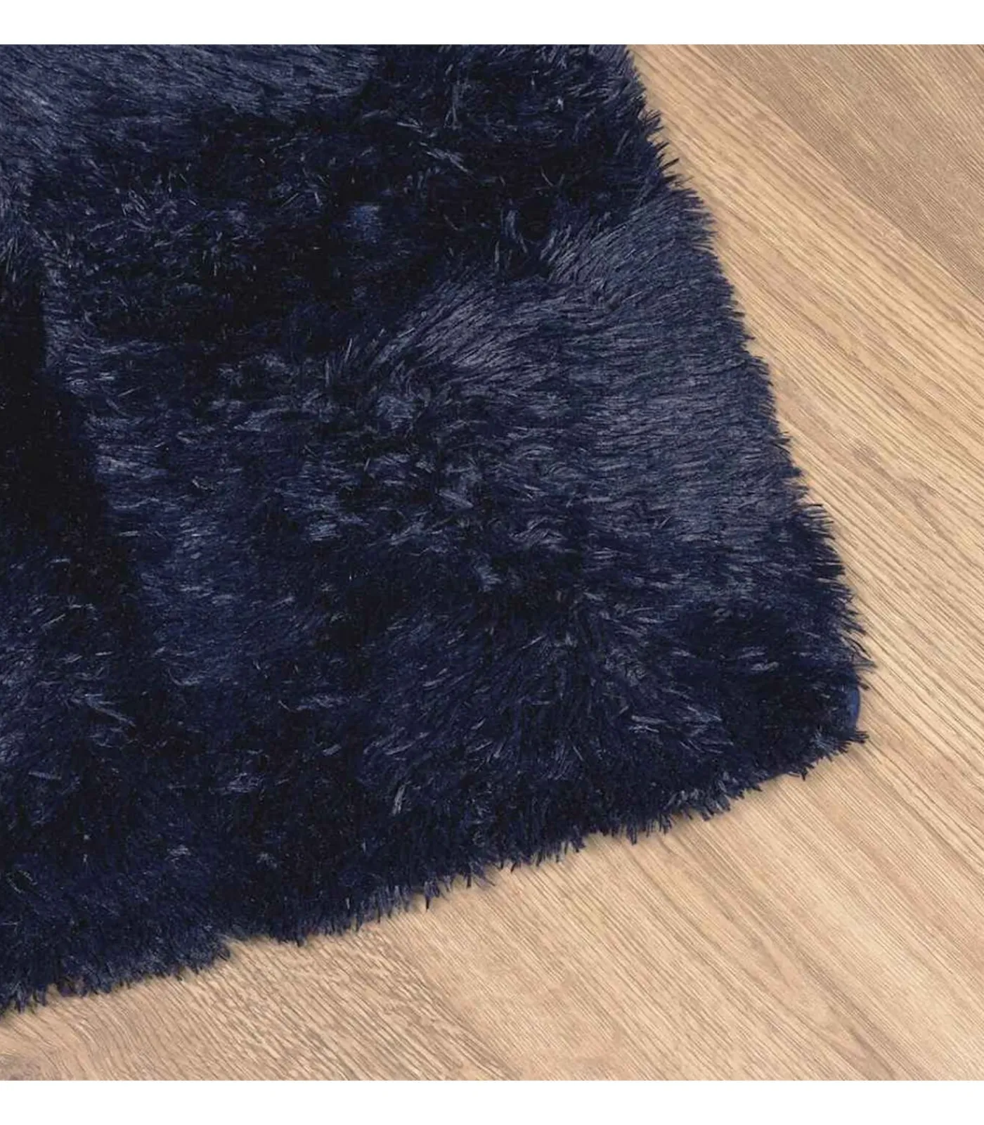 vidaXL Hoogpolig vloerkleed NAVARRA 120x120 cm polyester marineblauw