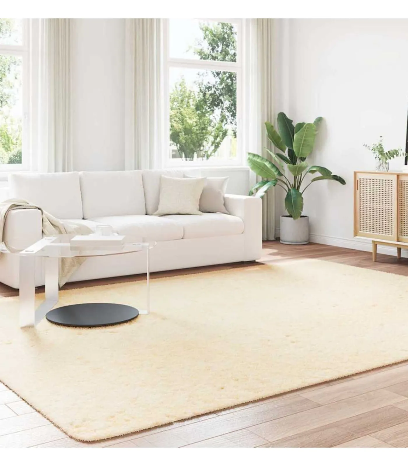 New Hoogpolig vloerkleed NAVARRA 240x340 cm polyester crèmekleurig Tapijten