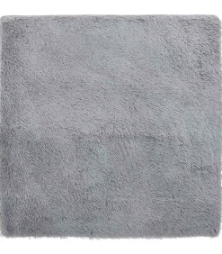 Clearance Hoogpolig vloerkleed NAVARRA 200x200 cm polyester lichtgrijs Tapijten