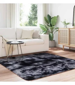 vidaXL Hoogpolig vloerkleed NAVARRA 160x160 cm polyester donkergrijs