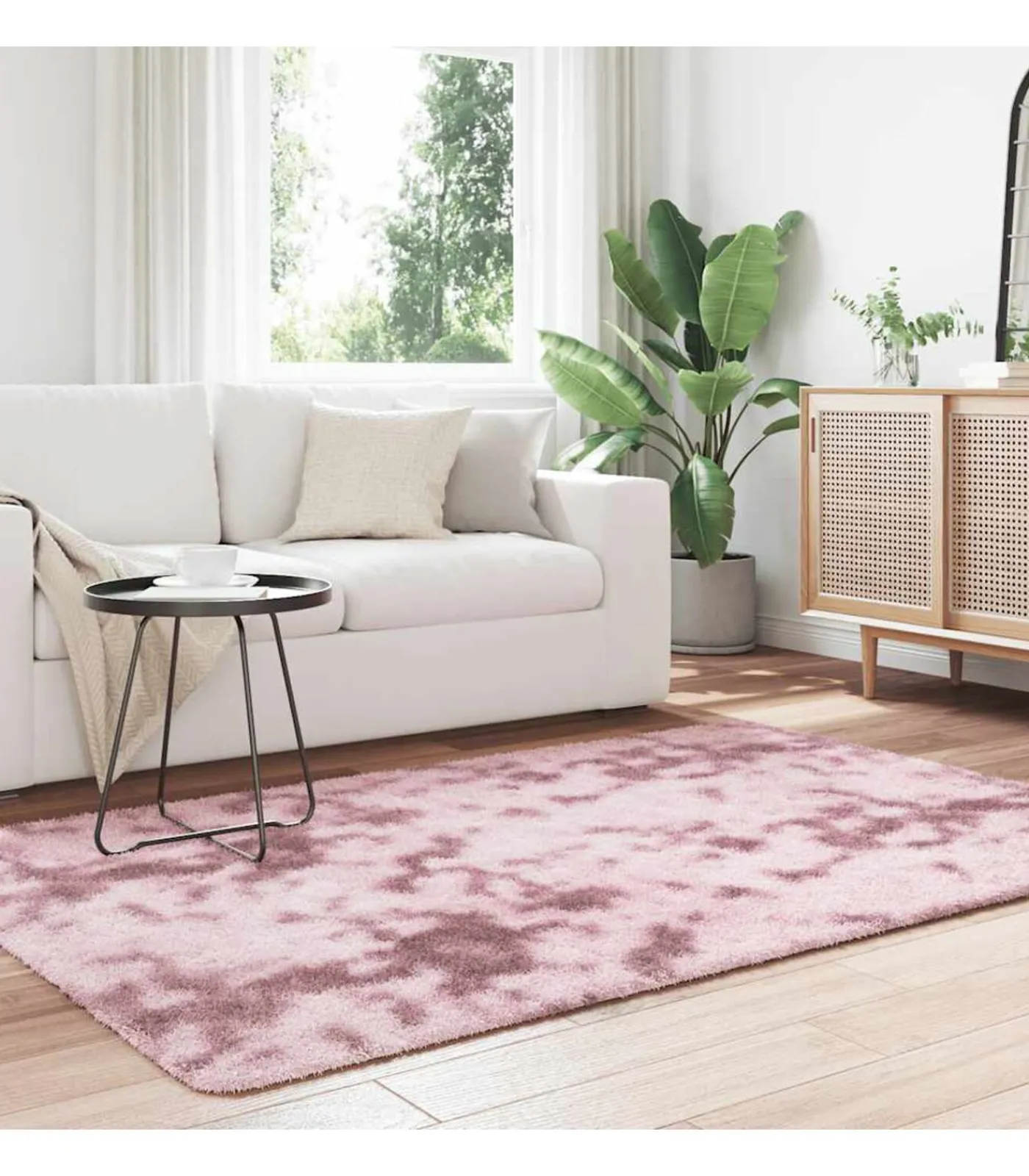 Online Hoogpolig vloerkleed NAVARRA 130x200 cm polyester stoffig roze Tapijten