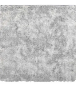 New Hoogpolig vloerkleed NAVARRA 160x160 cm polyester zilvergrijs Tapijten