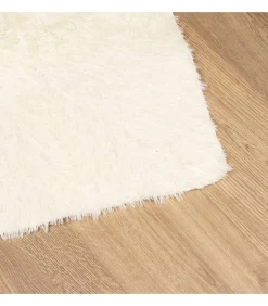 Sale Hoogpolig vloerkleed NAVARRA 200x200 cm polyester crèmekleurig Tapijten