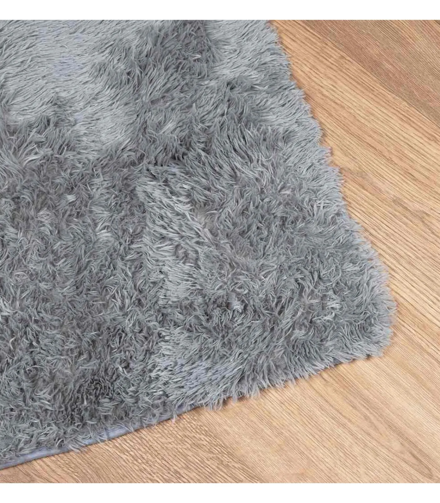 vidaXL Hoogpolig vloerkleed NAVARRA 240x240 cm polyester lichtgrijs