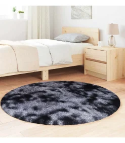 Online Hoogpolig vloerkleed NAVARRA 120x120 cm polyester donkergrijs Tapijten