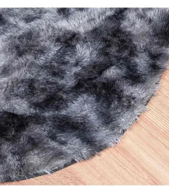 Online Hoogpolig vloerkleed NAVARRA 120x120 cm polyester donkergrijs Tapijten