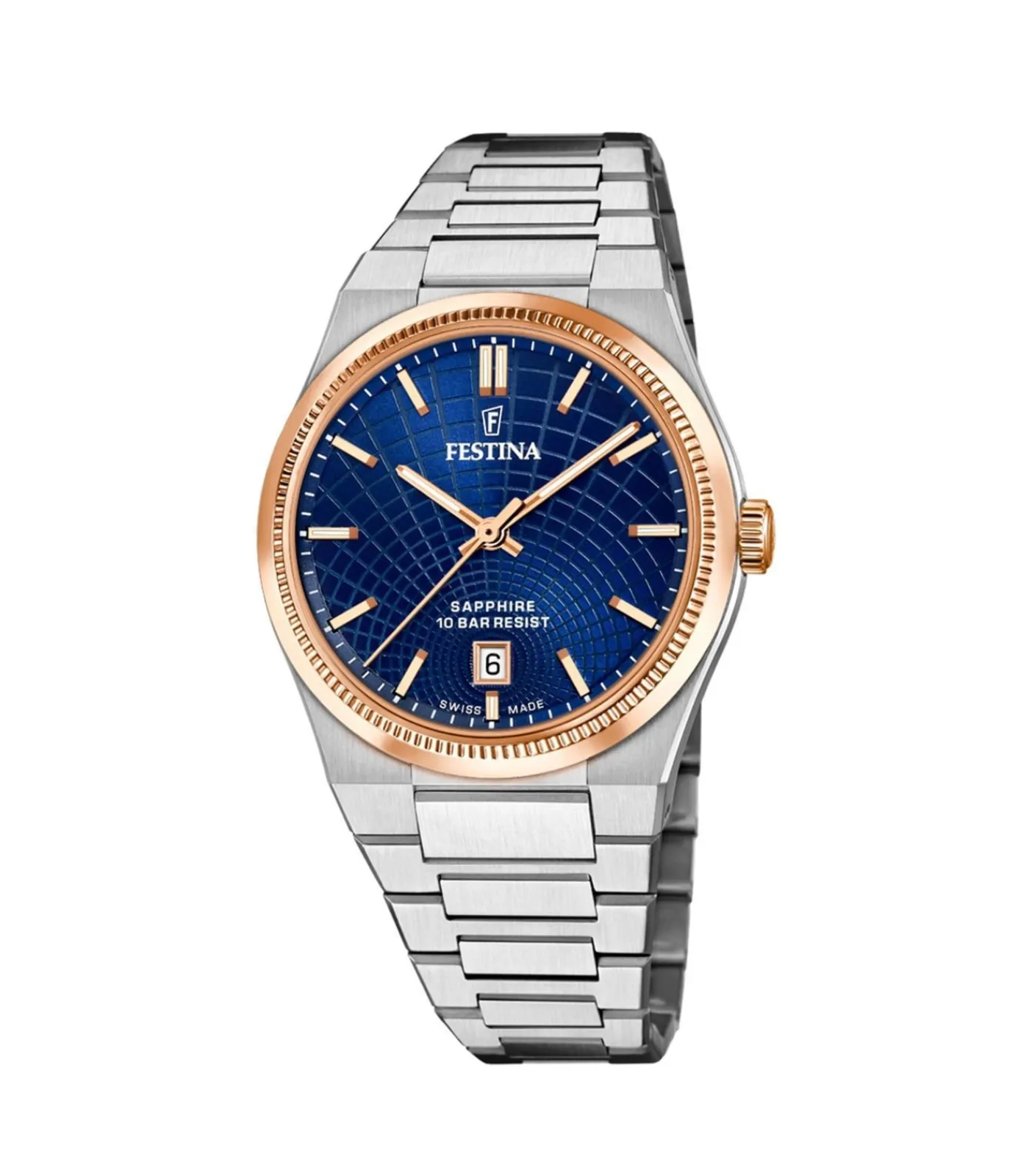 Hot Horloge Rivé Swiss Made Blue & Rose-gold Heren Horloges