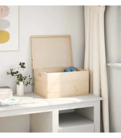 Online Houten kist met deksel&handvatten 40x30x23cm massief grenenhout Organiseren