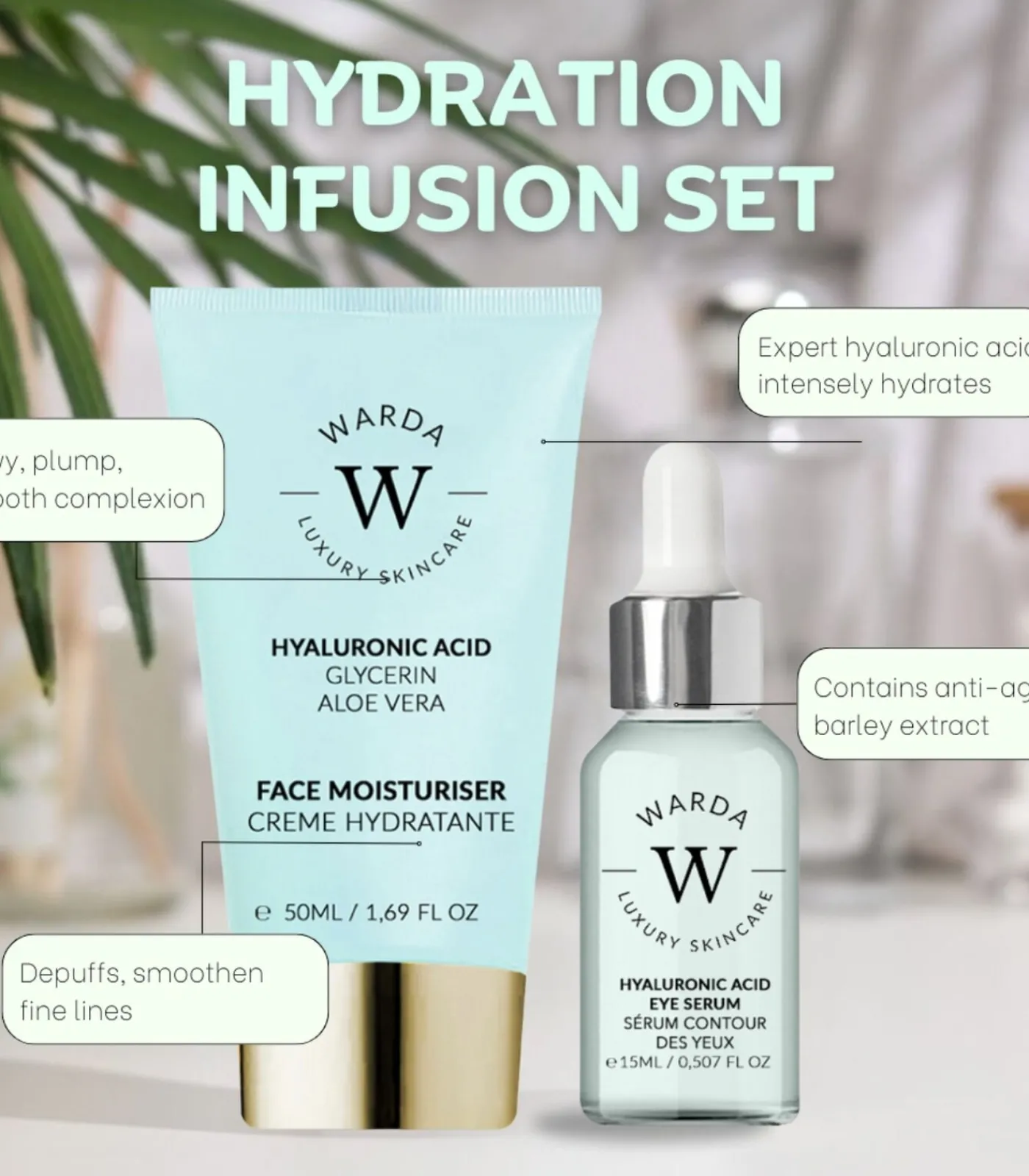 Clearance Hyaluron dagcrème & serum set Beauty Gift Sets