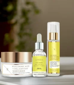 Erth Skin London Hyaluronzuur & Collageen Dagcrème + Elixir Serum + Serumolie