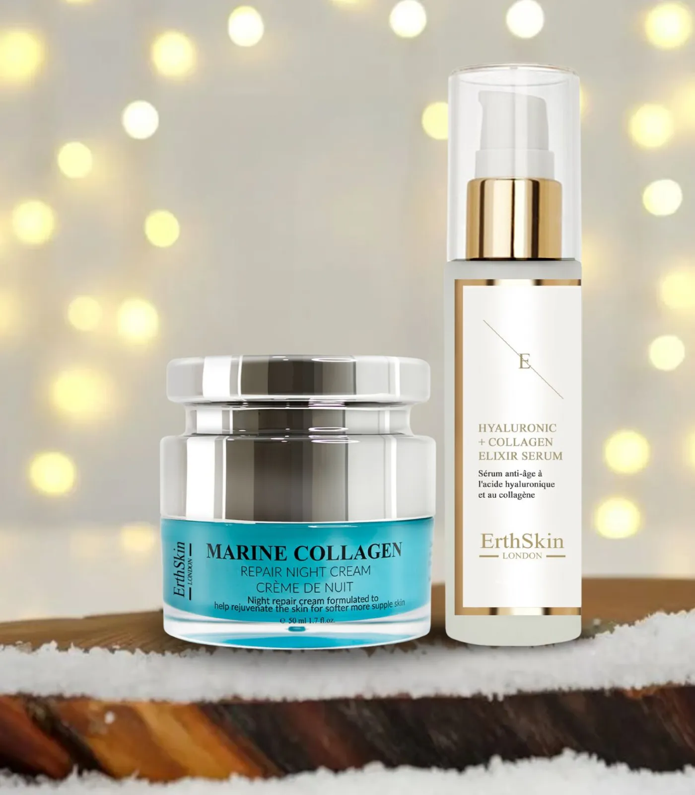 Erth Skin London Hydrozuur & Collageen Anti-Aging Serum - 60ml + Marine Collageen Nachtreparatie Crème 50ml