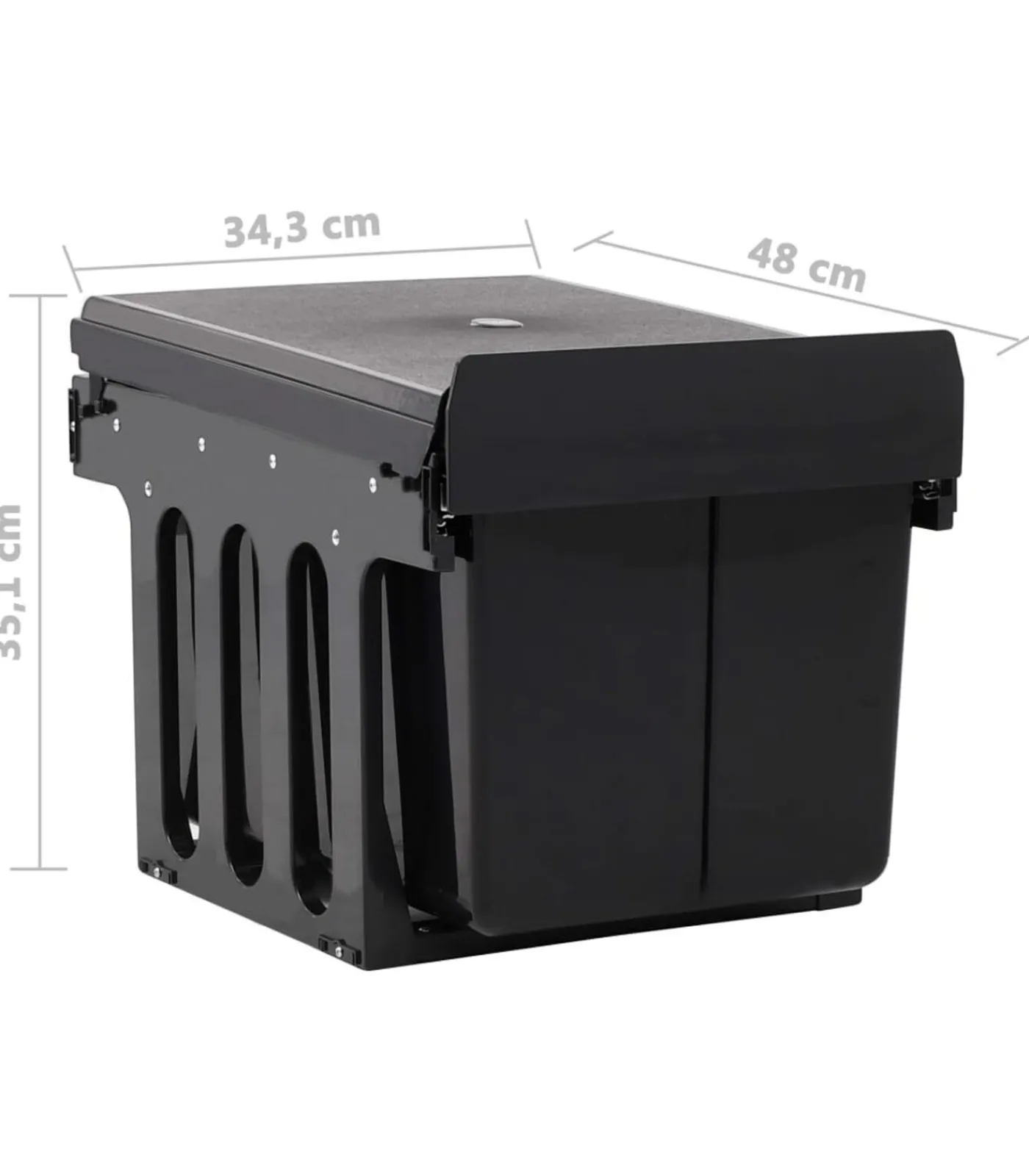 vidaXL Inbouwprullenbak uittrekbaar soft-close 48 L