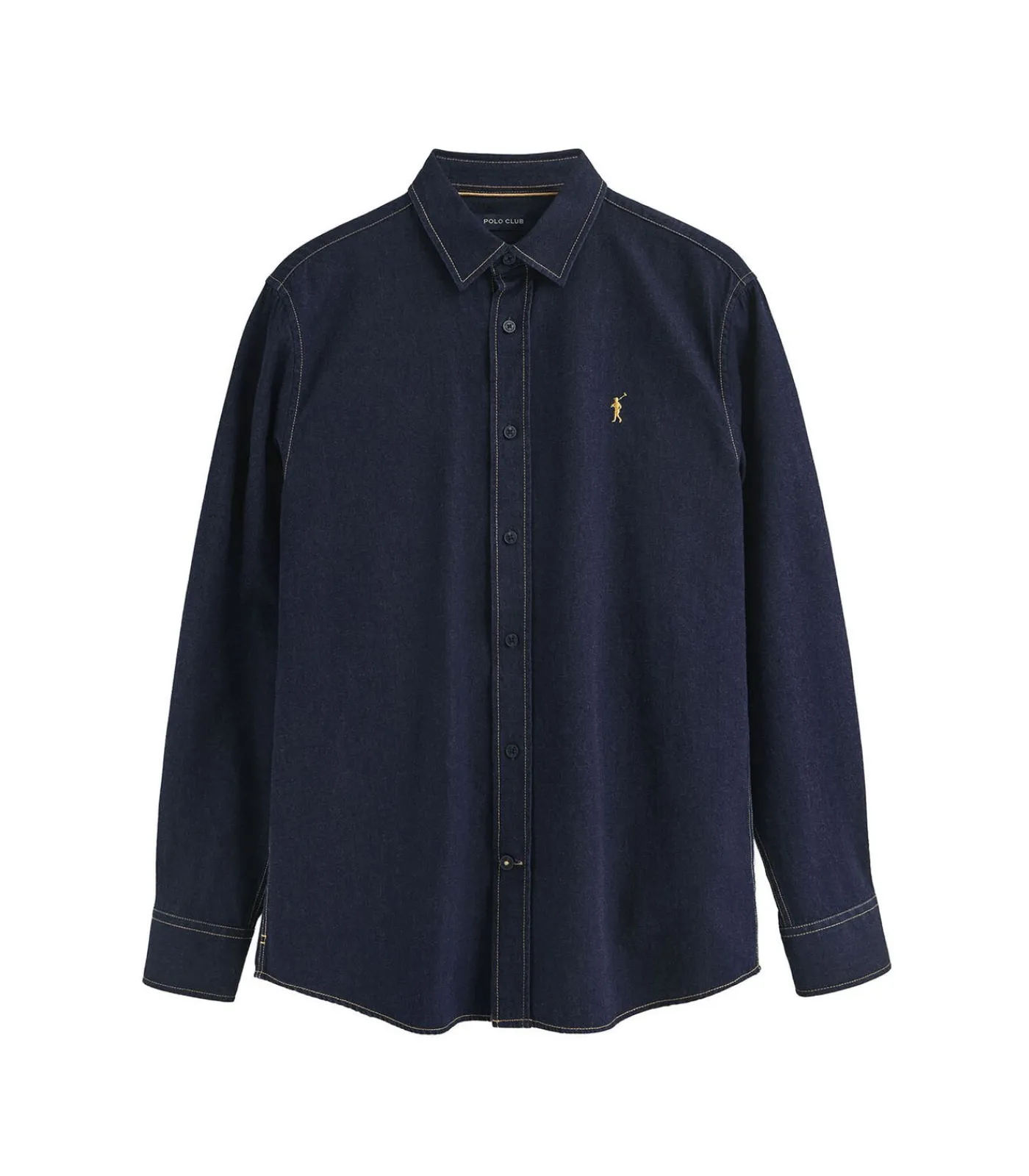 Clearance Indigoblauw hemd van spijkerstof met slim fit en -logo Heren Hemden