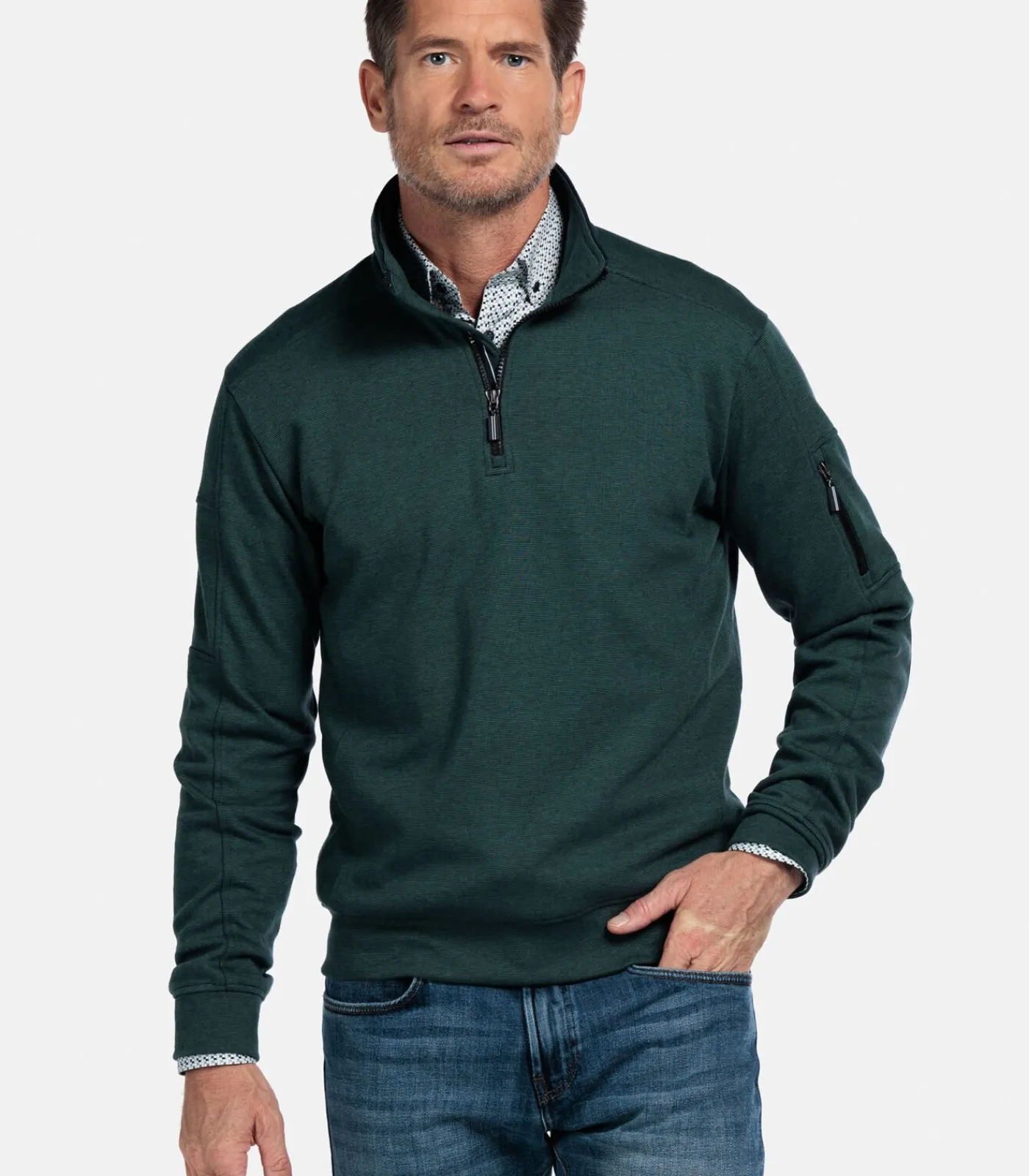 Heren Baileys Interlock sweater met halve rits -
