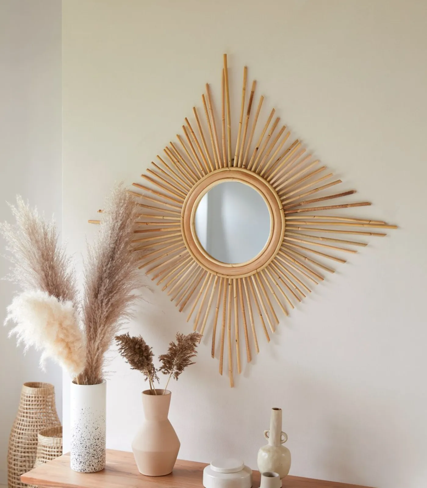 Tikamoon Isidore - Spiegel van natuurlijk rotan 80 cm