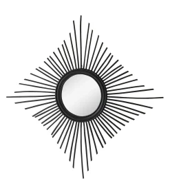 Online Isidore - Zwarte rotan spiegel 80 cm Spiegels