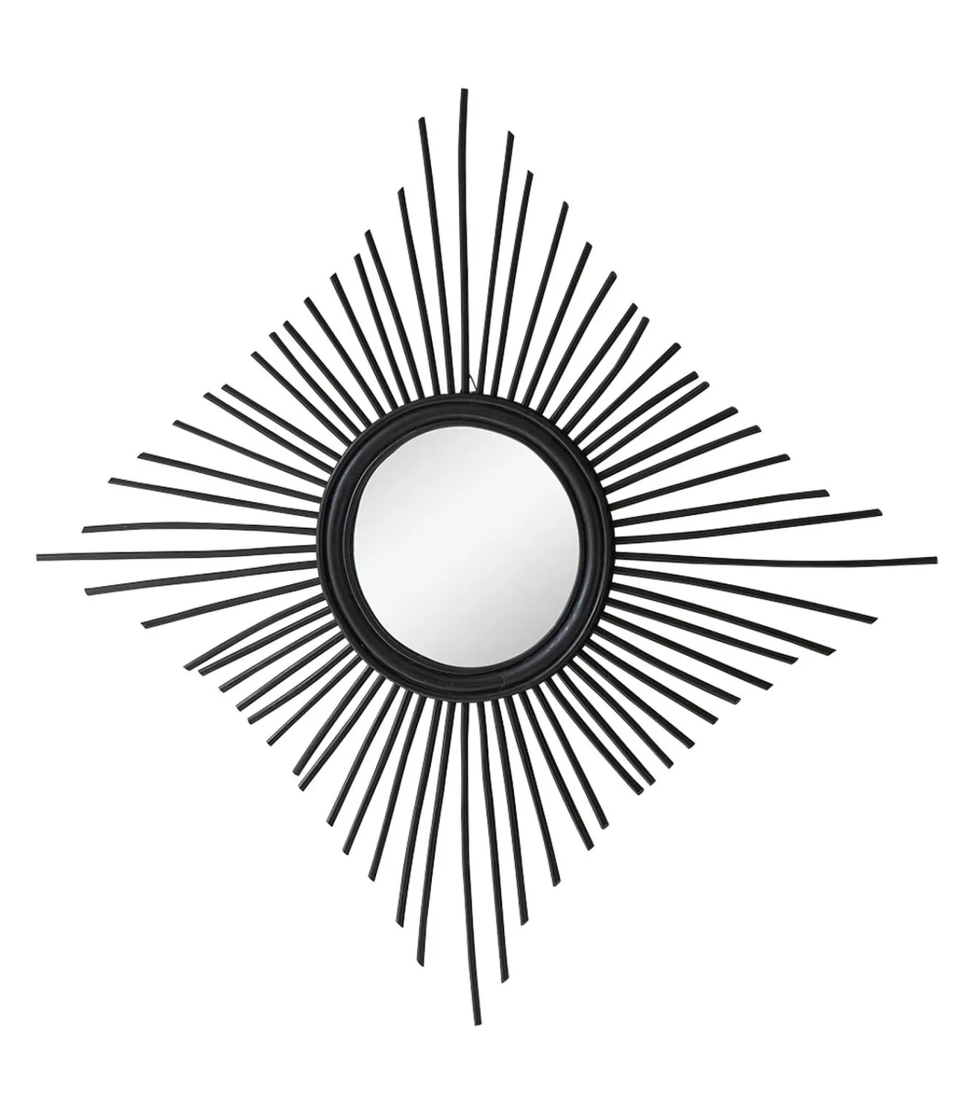 Online Isidore - Zwarte rotan spiegel 80 cm Spiegels