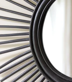 Online Isidore - Zwarte rotan spiegel 80 cm Spiegels