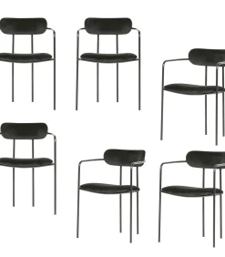 WOOOD Ivy Eetkamerstoelen - Fluweel - Zwart - Set van 6