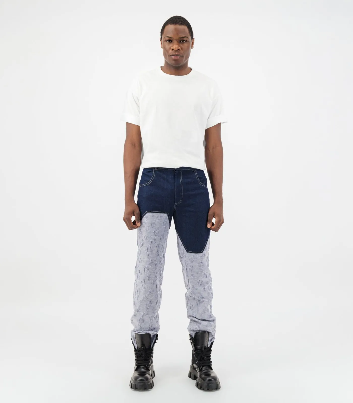 Clearance Jacquard tweekleurige denimbroek Heren Jeans