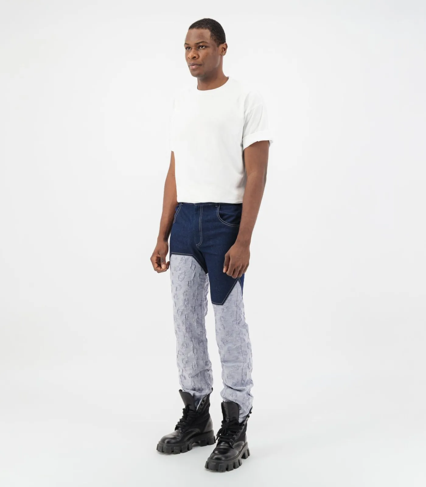 Clearance Jacquard tweekleurige denimbroek Heren Jeans