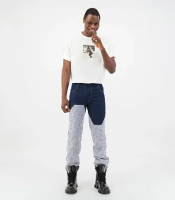 Clearance Jacquard tweekleurige denimbroek Heren Jeans
