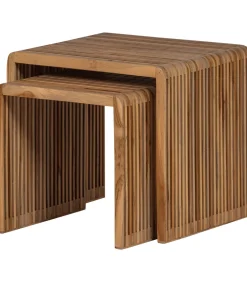 WOOOD Jasmijn Bijzettafels - Recycled Teak - Naturel - Set van 2