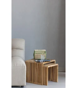 WOOOD Jasmijn Bijzettafels - Recycled Teak - Naturel - Set van 2