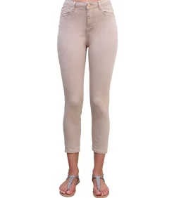 DAMES BLEU D'AZUR JAZZ - 7/8 KATOEN STRETCH ZANDKLEURIGE JEANS