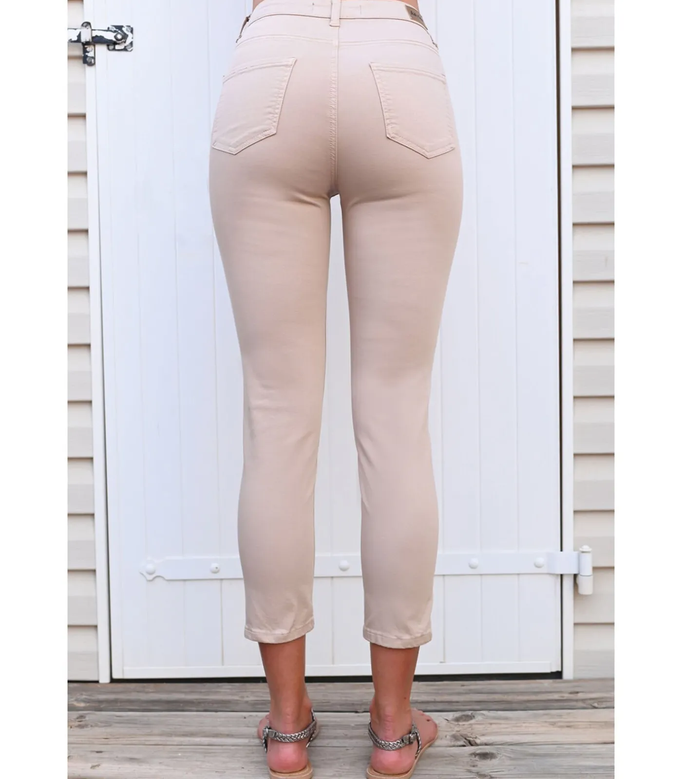 DAMES BLEU D'AZUR JAZZ - 7/8 KATOEN STRETCH ZANDKLEURIGE JEANS