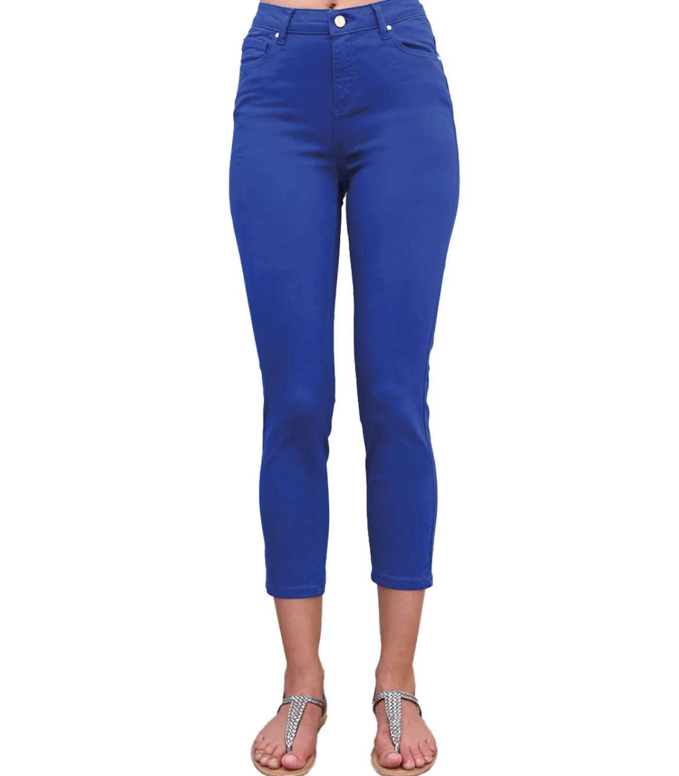 DAMES BLEU D'AZUR JAZZ - KLEIN BLAUW STRETCH KATOEN 7/8 JEANS