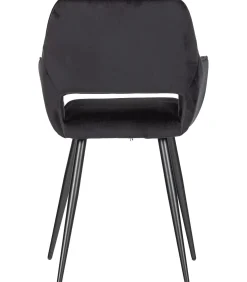WOOOD Jelle Eetkamerstoelen - Velvet - Zwart - Set van 6