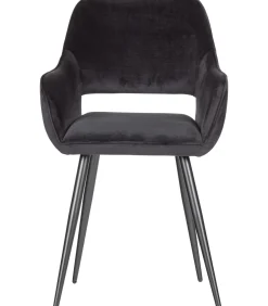 WOOOD Jelle Eetkamerstoelen - Velvet - Zwart - Set van 6