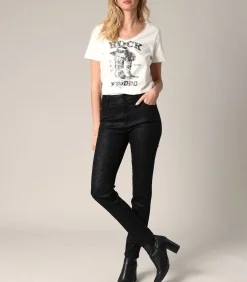 DAMES Deeluxe JESS - Slim-fit pythonprint jeans met satijneffect