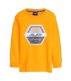 New Jongens T-shirt met lange mouwen, oranje, met logo op de borst Kinderen T-Shirts & Polo's