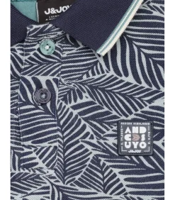 Kinderen J&JOY Jongens wit en blauw poloshirt met plantenprint