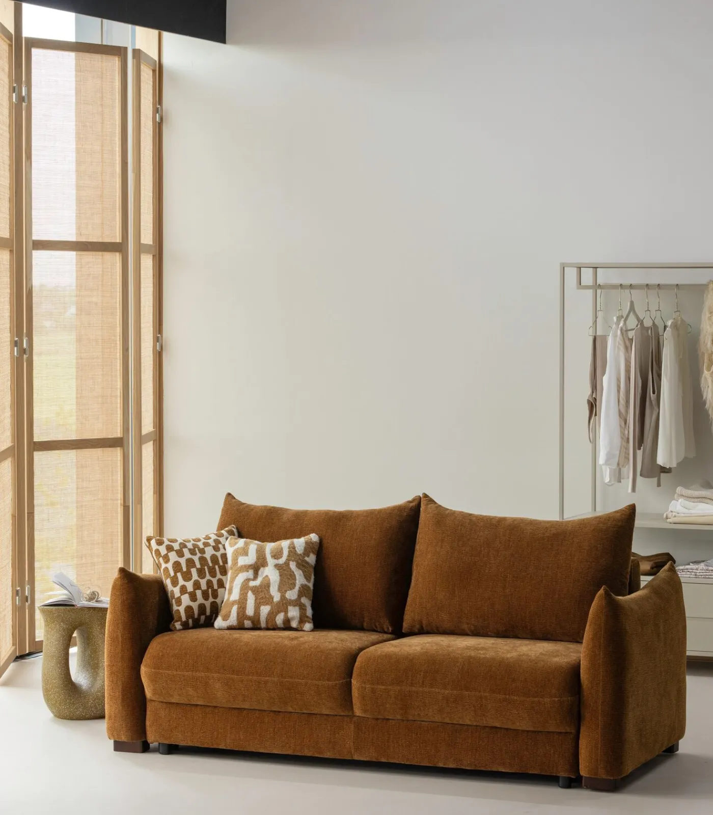 Jonne 3-Zits Slaapbank - Chennile - Bruin - 92x233x105 Zetels