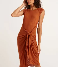 DAMES Banana Moon Juliana Caraiva koffie geknoopte T-shirt jurk