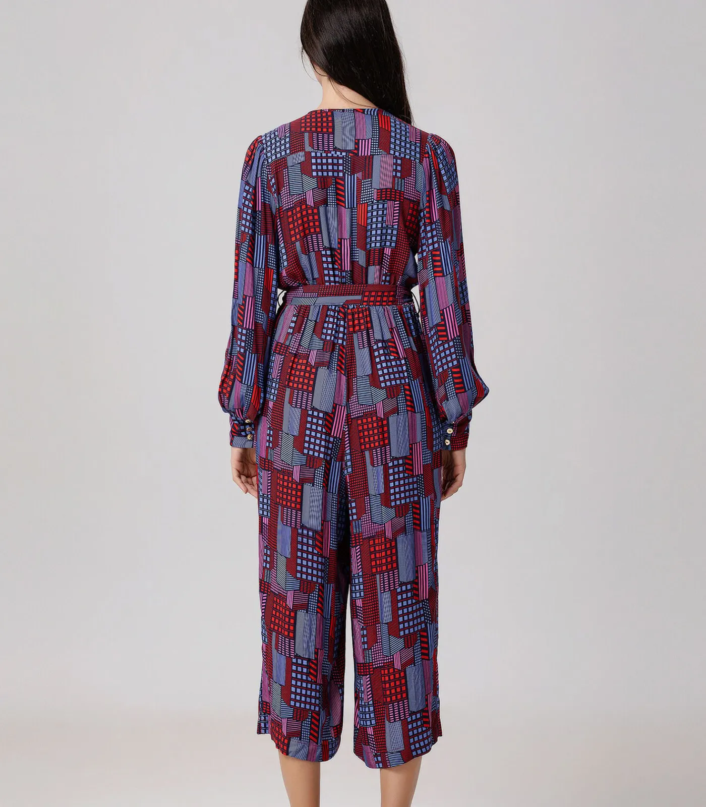 Jumpsuit met grafische print en V-hals DAMES Jumpsuits