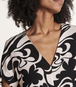 Online Jumpsuit met korte mouwen en zwart-wit print DAMES Jumpsuits