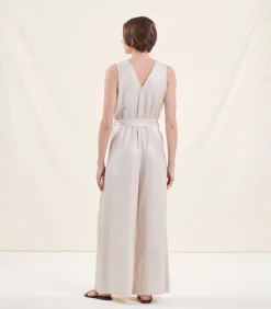 Hot Jumpsuit met V-hals zonder mouwen van linnen DAMES Jumpsuits