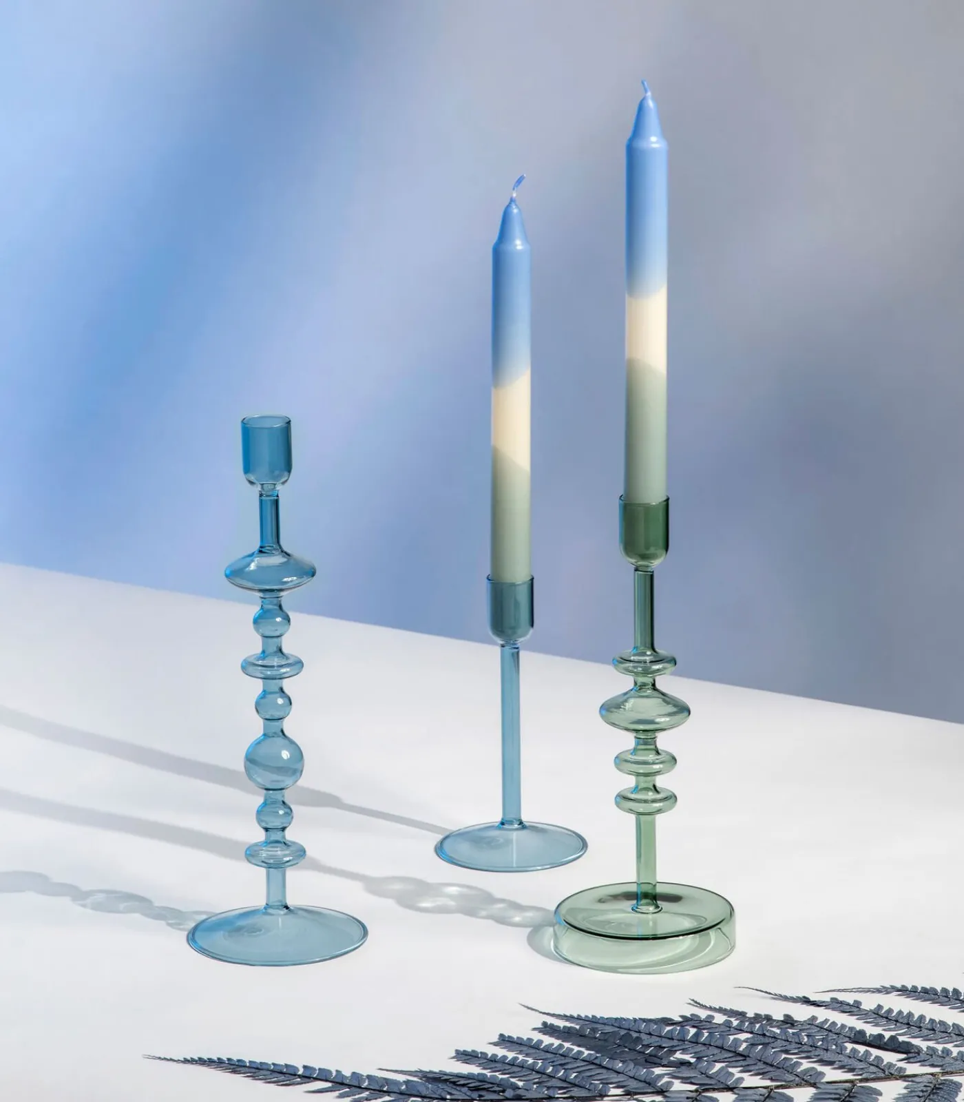 Clearance Kaars dip dye ice, sage, 2 stuks Like Home Kaarsen & Kaarshouders